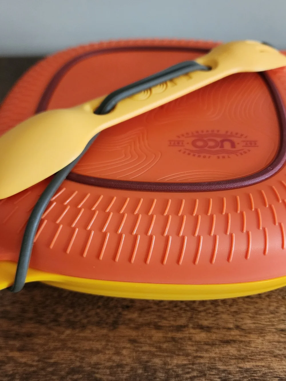 UCO Yellow and Orange Camping Plate Plastic - Compact Outdoor Utensil Set